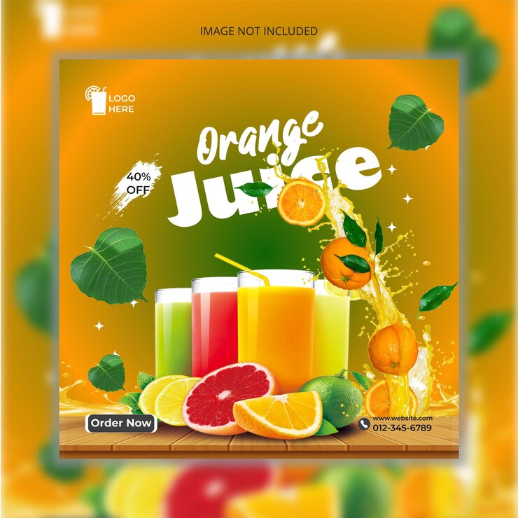 plantilla de menú de comida de jugo delicioso