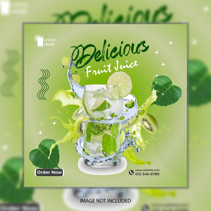 plantilla de menú de comida de jugo delicioso