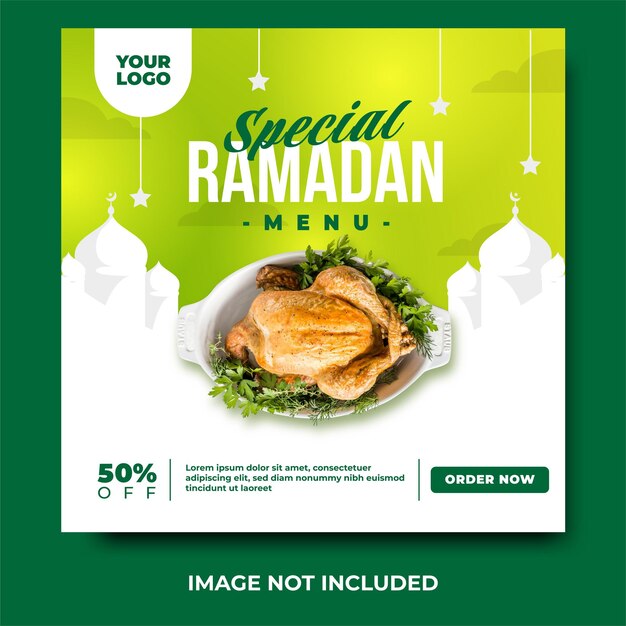 Plantilla de menú de comida de ramadán para publicación en redes sociales