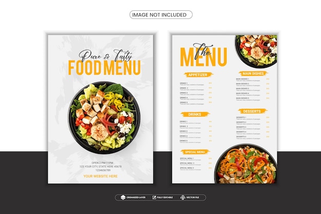 plantilla de menú de comida y restaurante