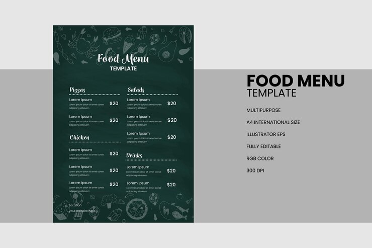 Plantilla de menú de comida