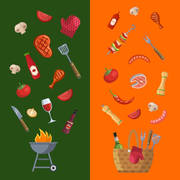 Plantilla de menú horizontal para barbacoa, parrilla o asador.