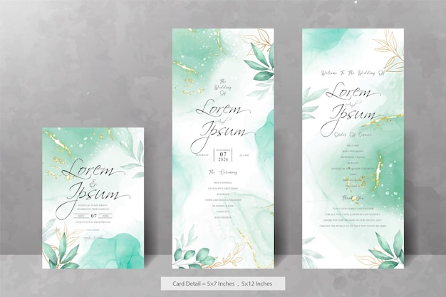 Vector plantilla de menú de invitación de boda floral acuarela pintada a mano