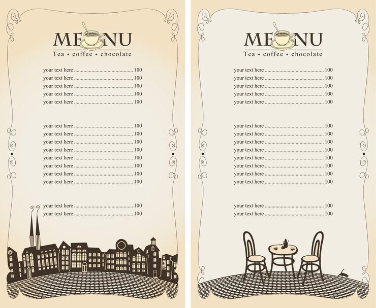 Vector plantilla de menú de lista de precios