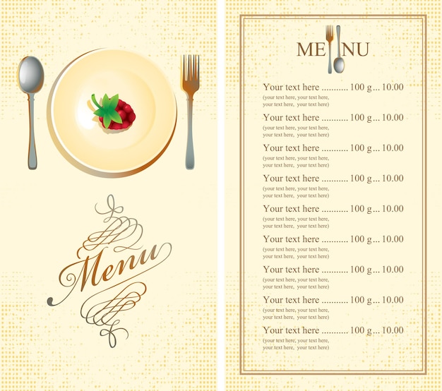 plantilla de menú de lista de precios