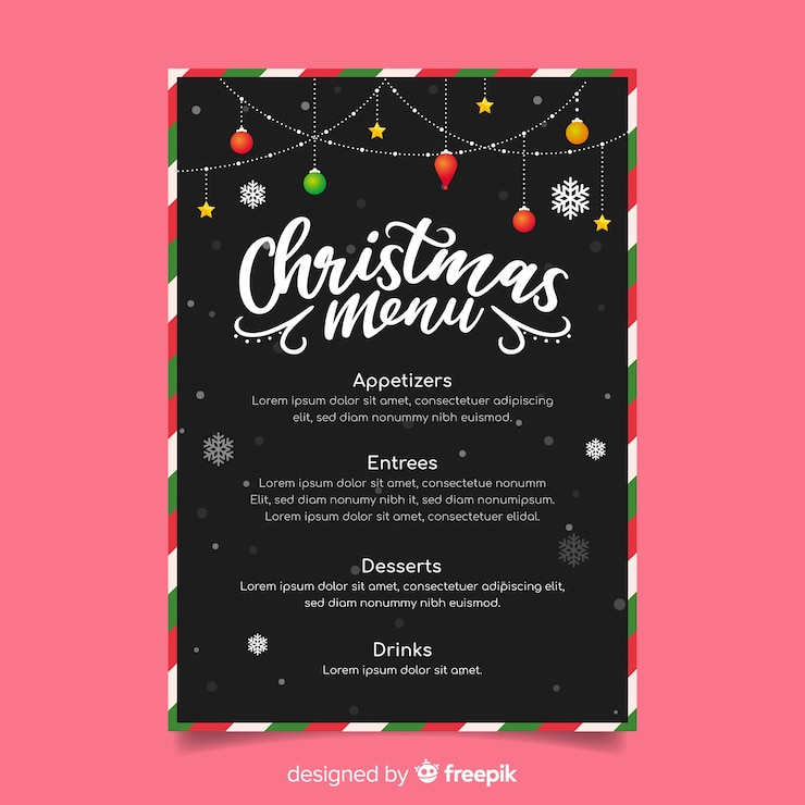 Vector plantilla de menú de luces de navidad al aire libre