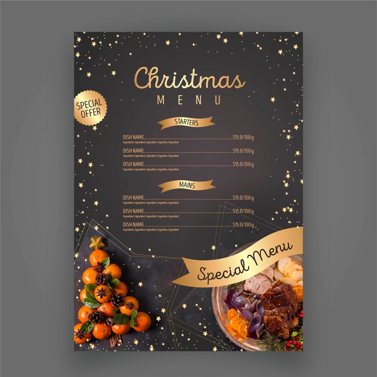 Vector plantilla de menú de navidad