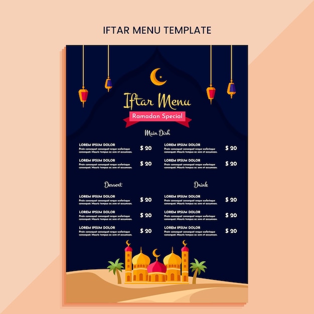 Plantilla de menú de Ramadán Iftar