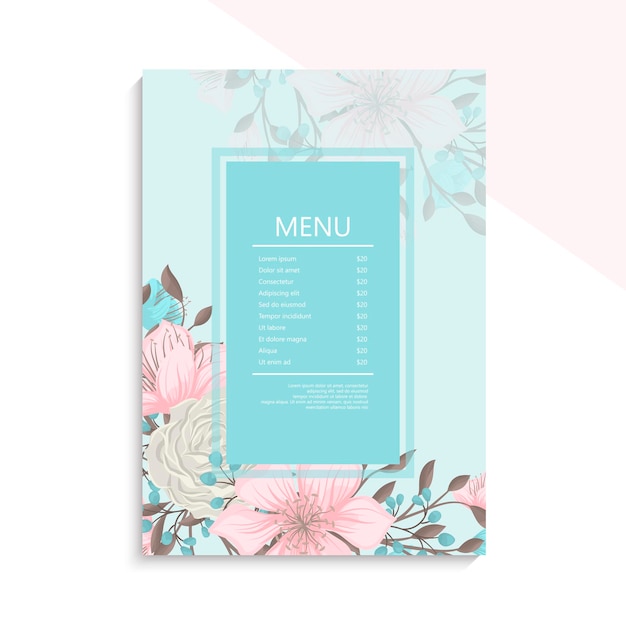 Plantilla de menú para restaurante y cafetería.