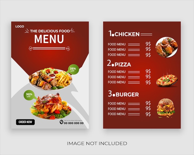 Plantilla de menú de restaurante de comida rápida de vector libre