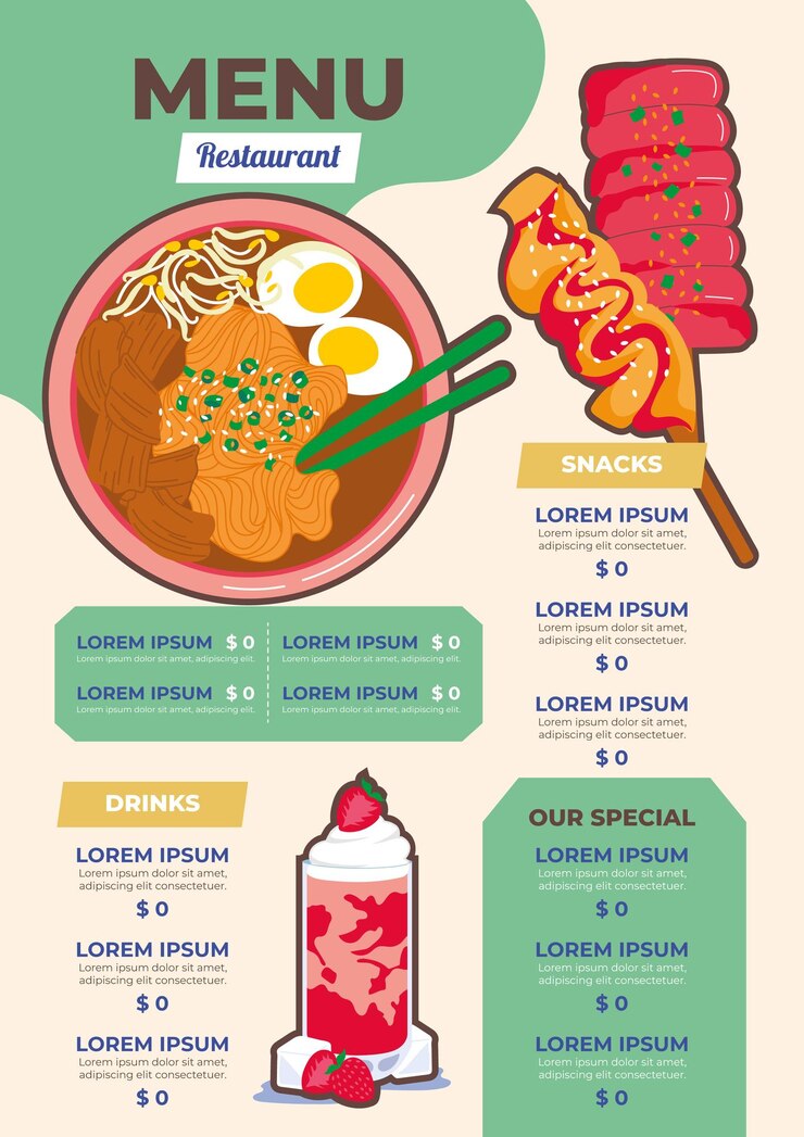 Plantilla de menú de restaurante delicioso