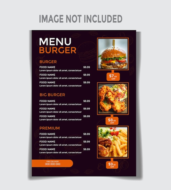 Plantilla de menú de restaurante de hamburguesas de vector libre
