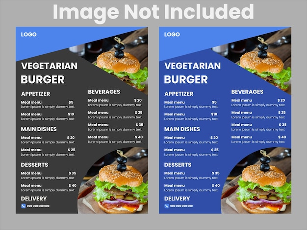 Plantilla de menú de restaurante de hamburguesas