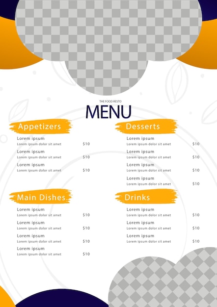 Plantilla de menú de restaurante