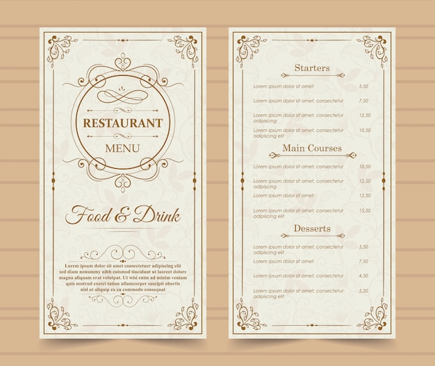 plantilla de menú de restaurante.
