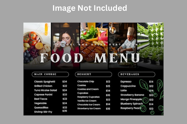 Una plantilla de menú de un restaurante