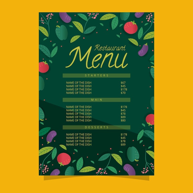 Plantilla de menú de restaurante