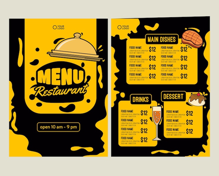 Vector plantilla de menú de restaurante