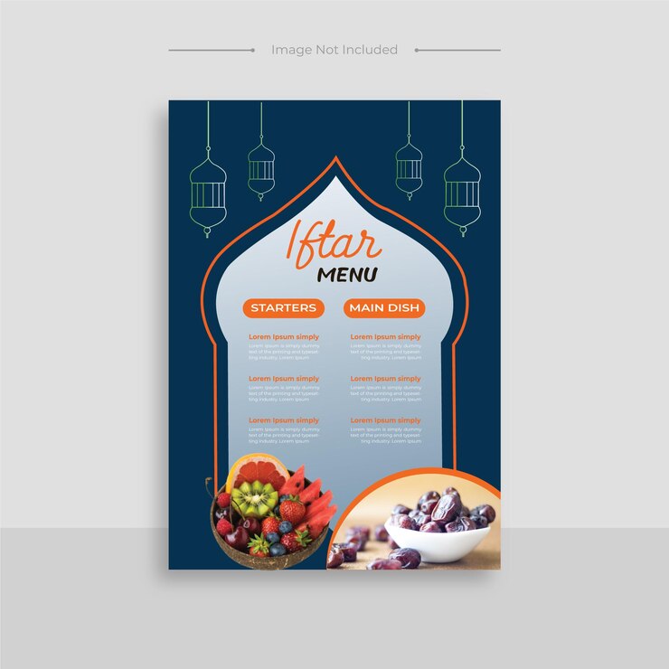 Plantilla de menú vertical de ramadán iftar