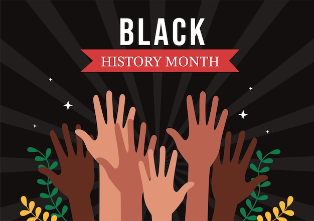 Plantilla del mes de la historia negra ilustración de fondo de dibujos animados dibujados a mano de vacaciones afroamericanas