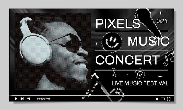 Plantilla de miniatura de un concierto en vivo de YouTube