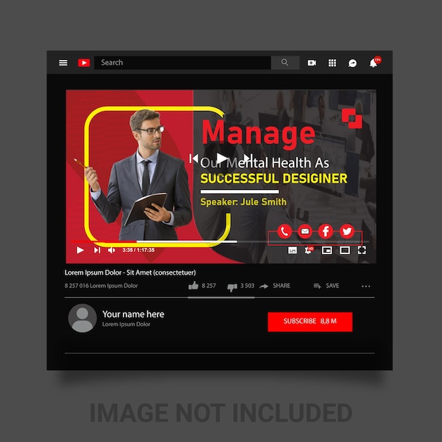 plantilla de miniatura de video de youtube o banner web para el video de youtube
