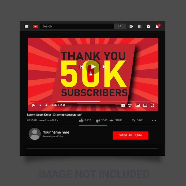 plantilla de miniatura de video de youtube o banner web para el video de youtube