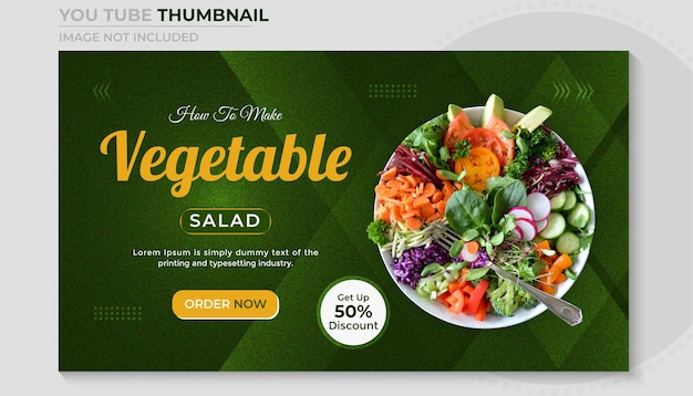 Plantilla de miniatura de youtube de ensalada de verduras deliciosa y saludable