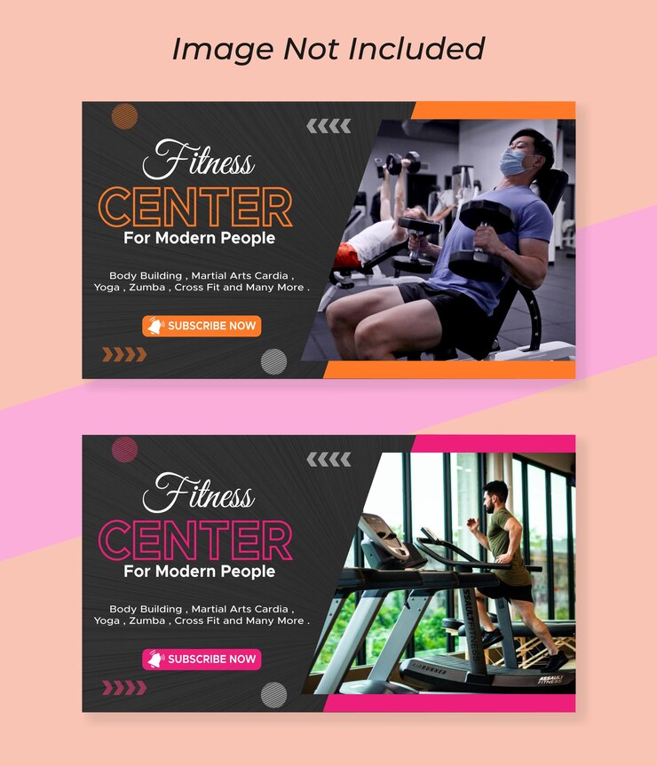 Vector plantilla de miniatura de youtube de gimnasio y fitness