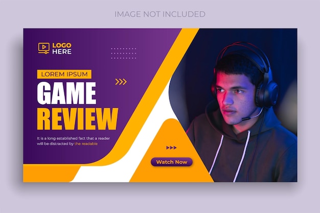 Plantilla de miniatura de youtube de jugador abstracto plano y banner web