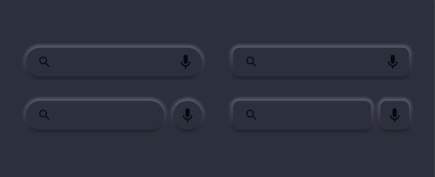 Plantilla mínima de barra de búsqueda en blanco o botones minimalistas con estilo neumorfismo