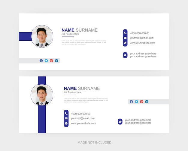 Plantilla mínima de diseño de firma de correo electrónico corporativo para web