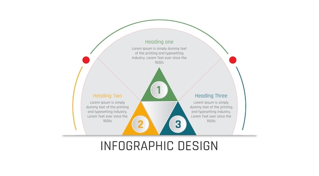 Plantilla mínima de diseño infográfico con iconos y 3 opciones o pasos.