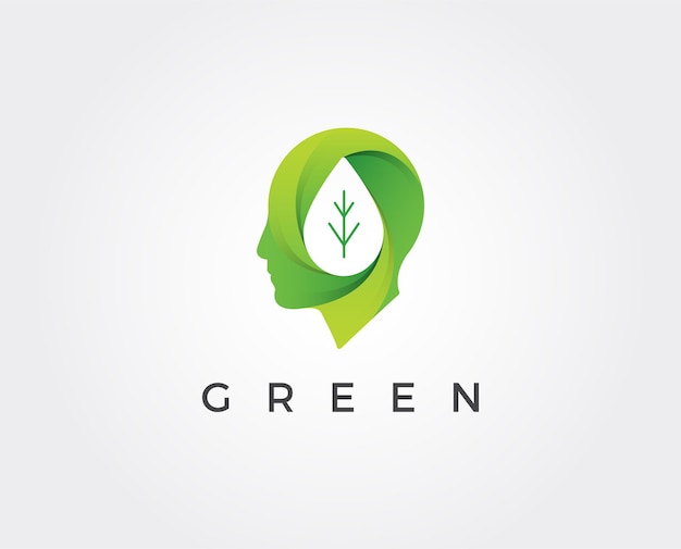 plantilla mínima de logotipo de cabeza verde