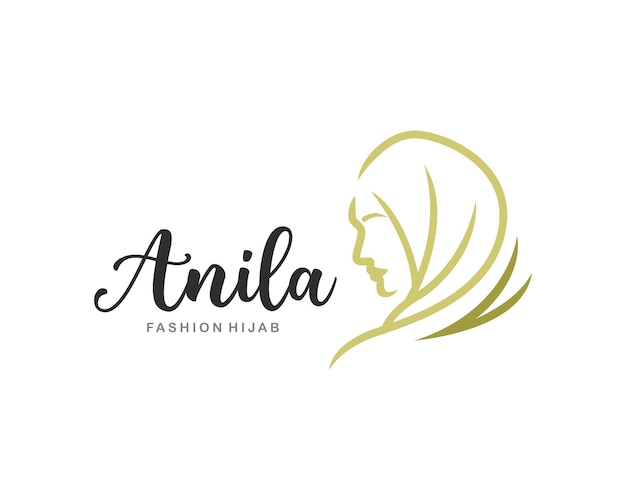 Plantilla mínima de logotipo de mujer hijab