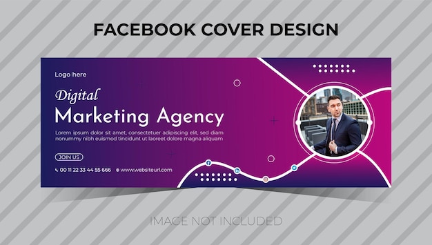 Plantilla mínima de portada de Facebook para una agencia de marketing digital