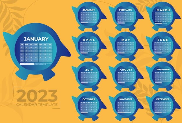 Plantilla Minimal Desk Calendar 2023 - 12 meses incluidos