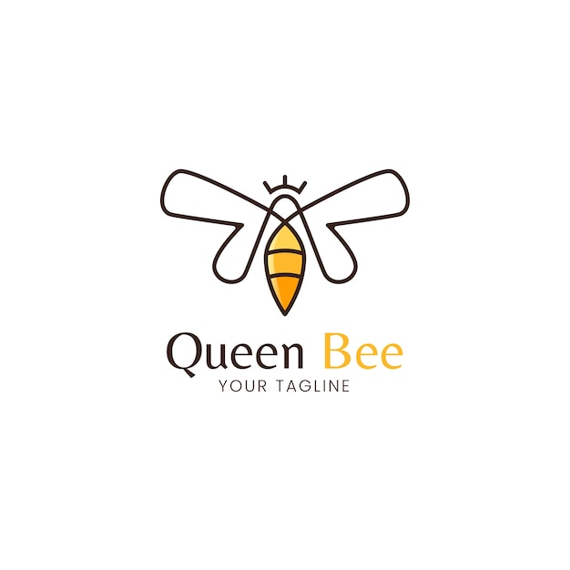 Plantilla minimalista de logotipo de abeja reina