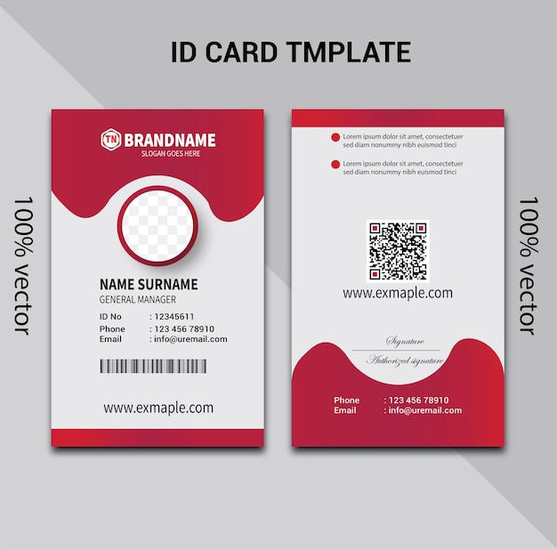 Plantilla minimalista de tarjeta de identificación delantera y trasera con imagen