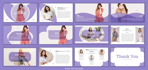 Plantilla de moda de belleza de diapositiva de presentación de moda de PowerPoint vectorial o diseño de moda elegante