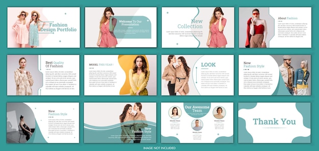Plantilla de moda de belleza de diapositiva de presentación de moda de PowerPoint vectorial o diseño de moda elegante