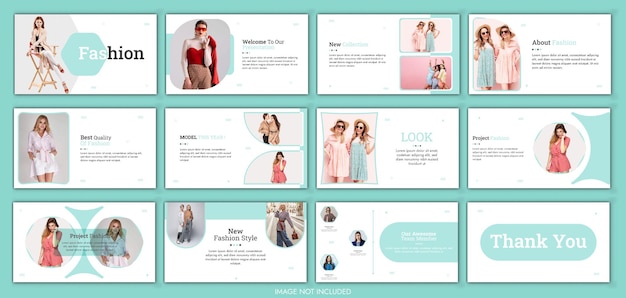 Plantilla de moda de belleza de diapositiva de presentación de moda de PowerPoint vectorial o diseño de moda elegante