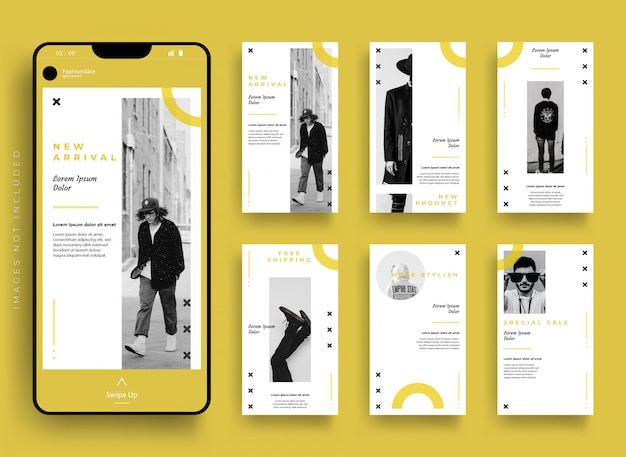 plantilla de moda kit de paquete de historias de instagram de redes sociales