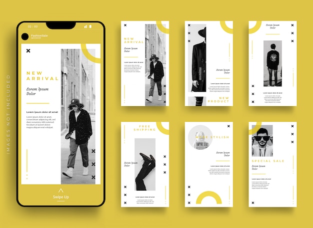 Plantilla de moda kit de paquete de historias de instagram de redes sociales