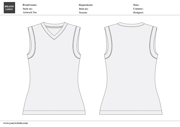 Plantilla de moda sin mangas con cuello en V