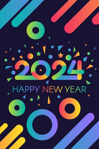Plantilla moderna de ángulo oscuro feliz año nuevo 2024