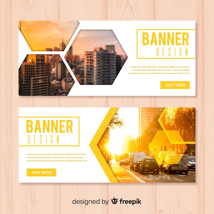 Vector plantilla moderna de banners de negocios con foto