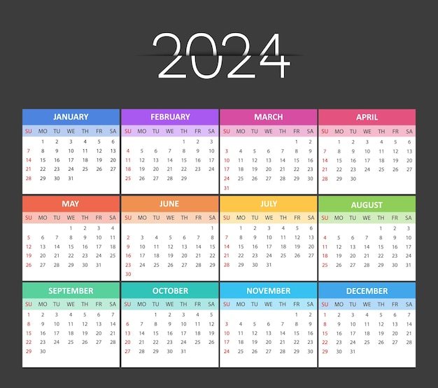 Plantilla moderna de calendario 2024