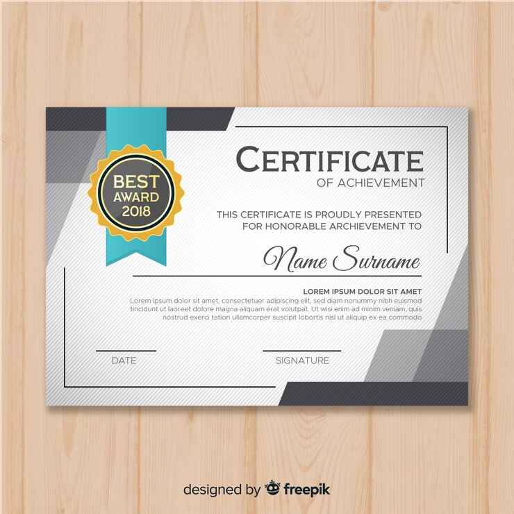 Vector plantilla moderna de certificado en diseño flat