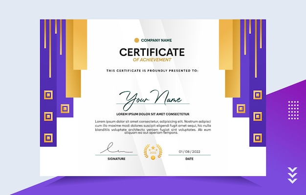 Plantilla moderna de certificado de logro